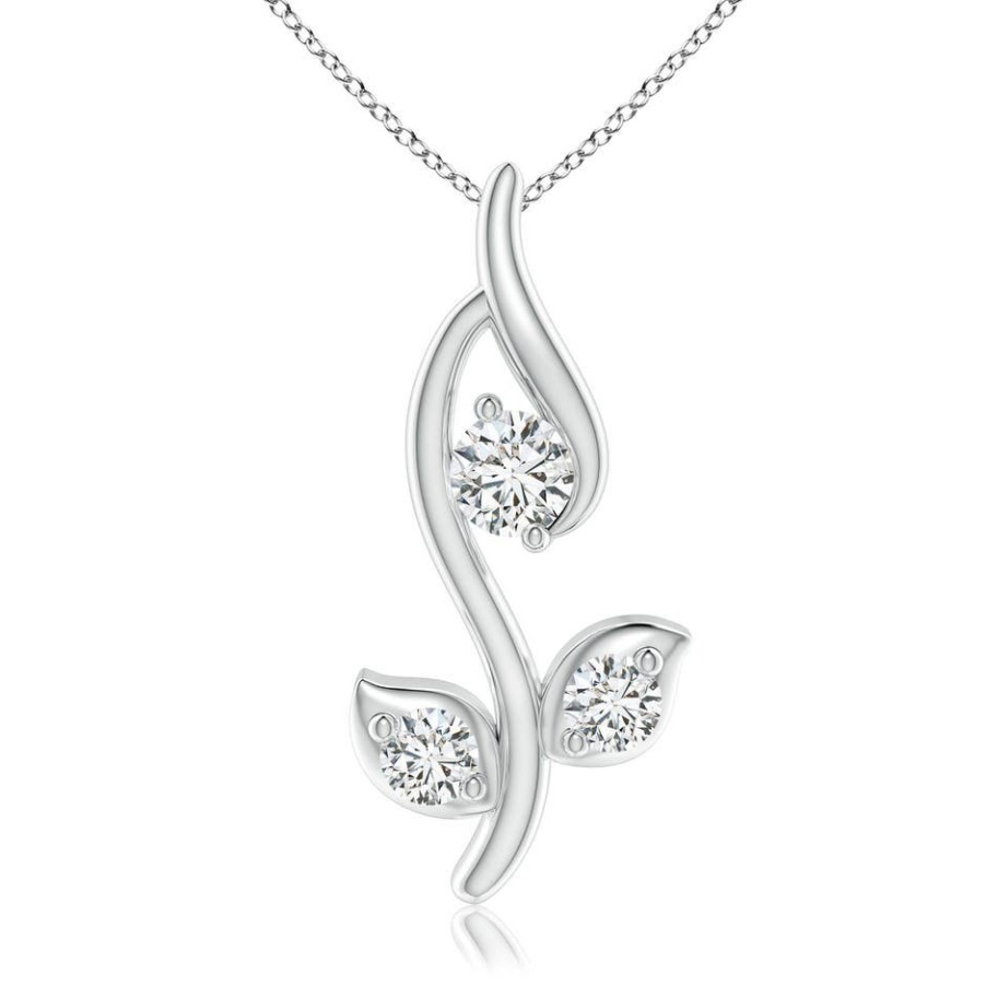 Necklaces Angara Diamond | Classic Diamond Leaf And Vine Pendant