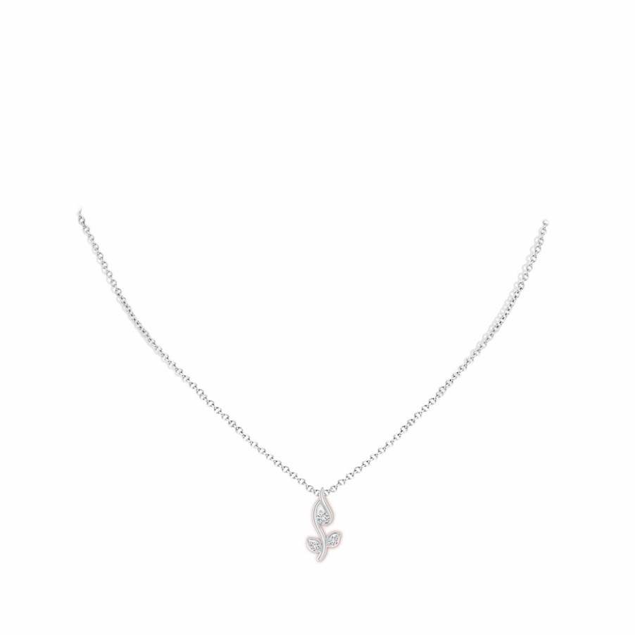 Necklaces Angara Diamond | Classic Diamond Leaf And Vine Pendant