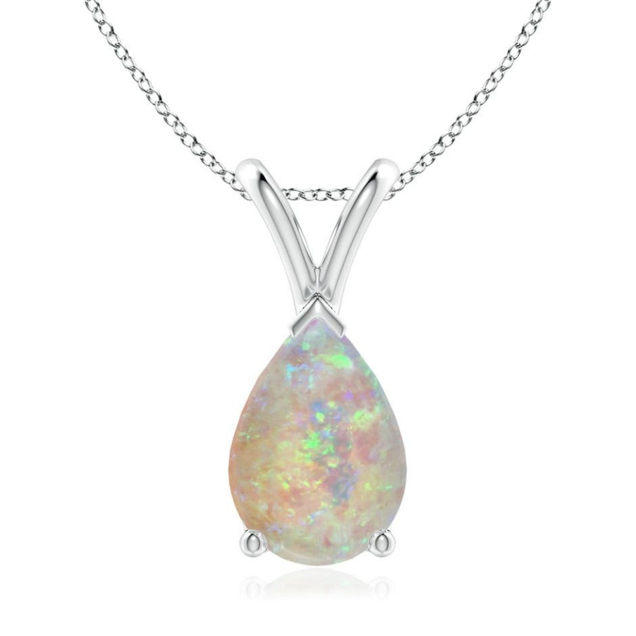 Necklaces Angara Opal | V-Bale Pear-Shaped Opal Solitaire Pendant