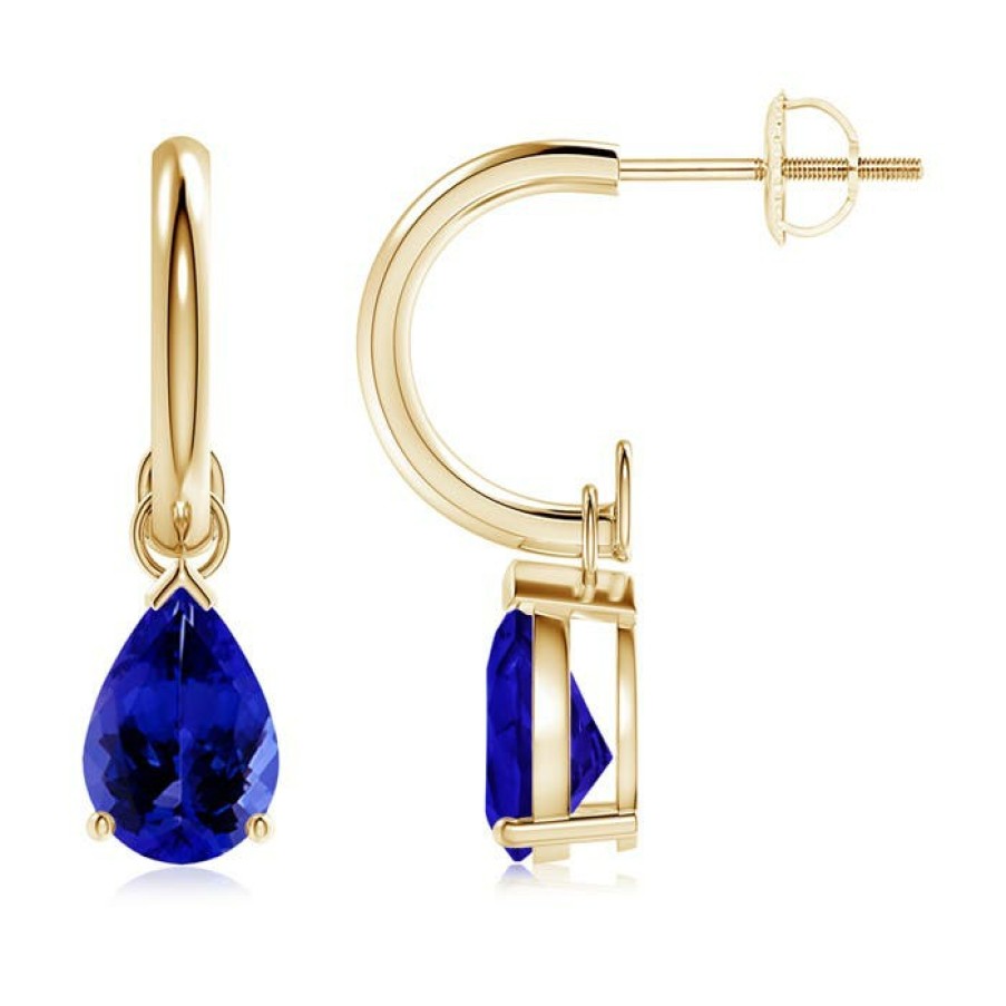 Earrings Angara Tanzanite | Pear-Shaped Tanzanite Drop Earrings With Screw Back