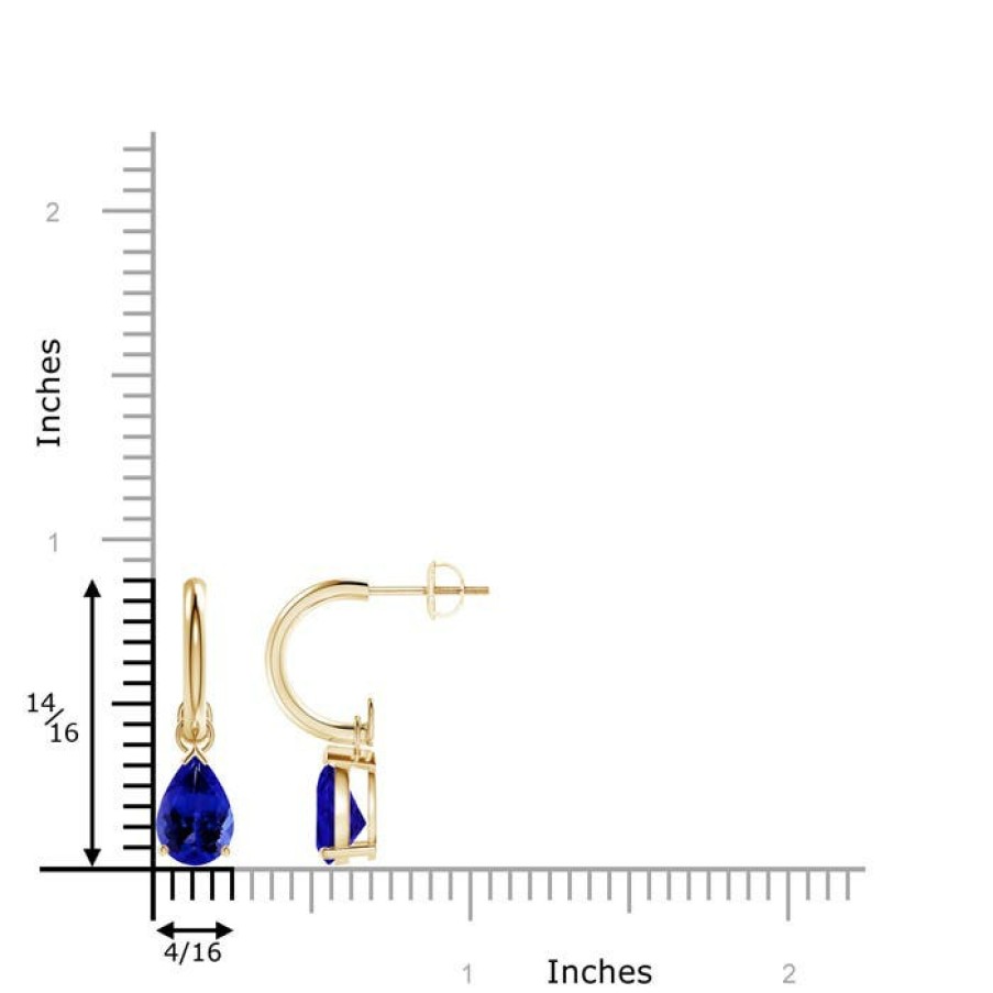 Earrings Angara Tanzanite | Pear-Shaped Tanzanite Drop Earrings With Screw Back