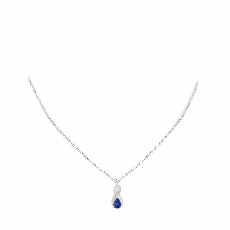 Necklaces Angara Blue Sapphire | Blue Sapphire Infinity Swirl Pendant With Diamonds