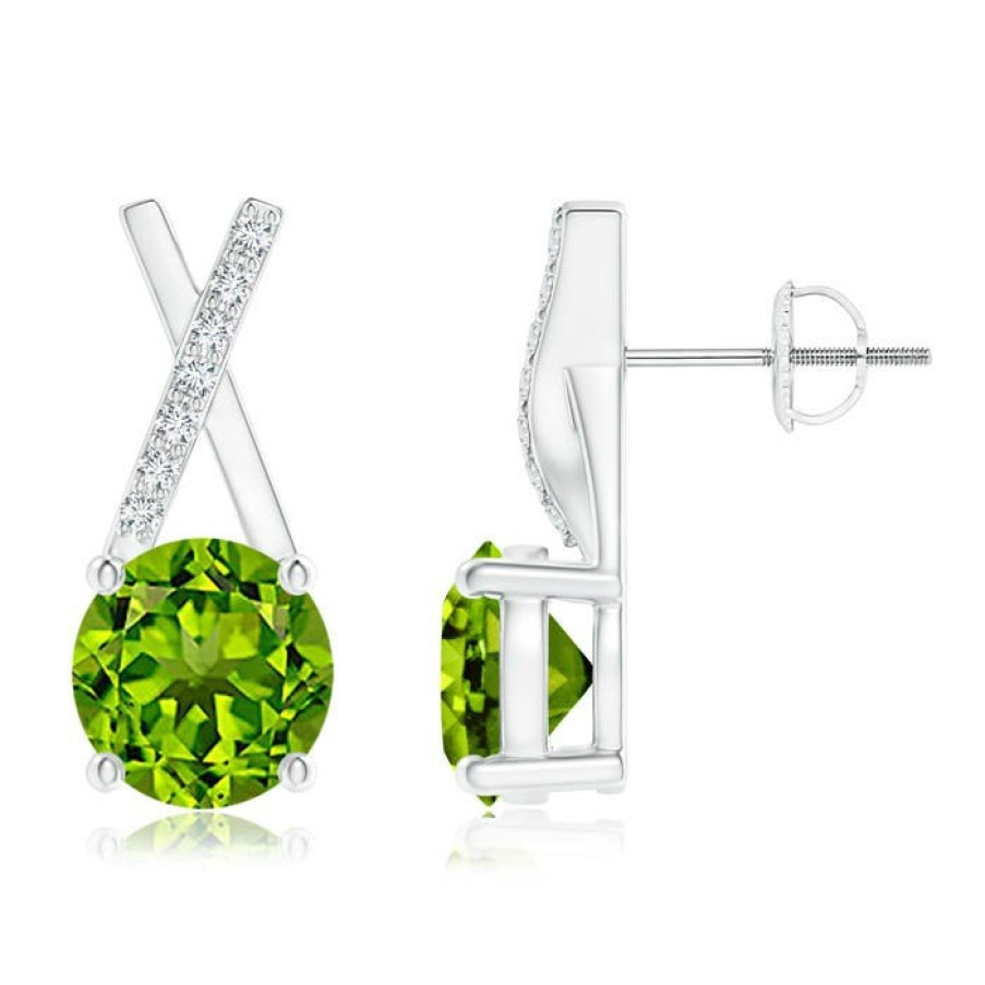 Earrings Angara Peridot | Peridot And Diamond Xo Stud Earrings