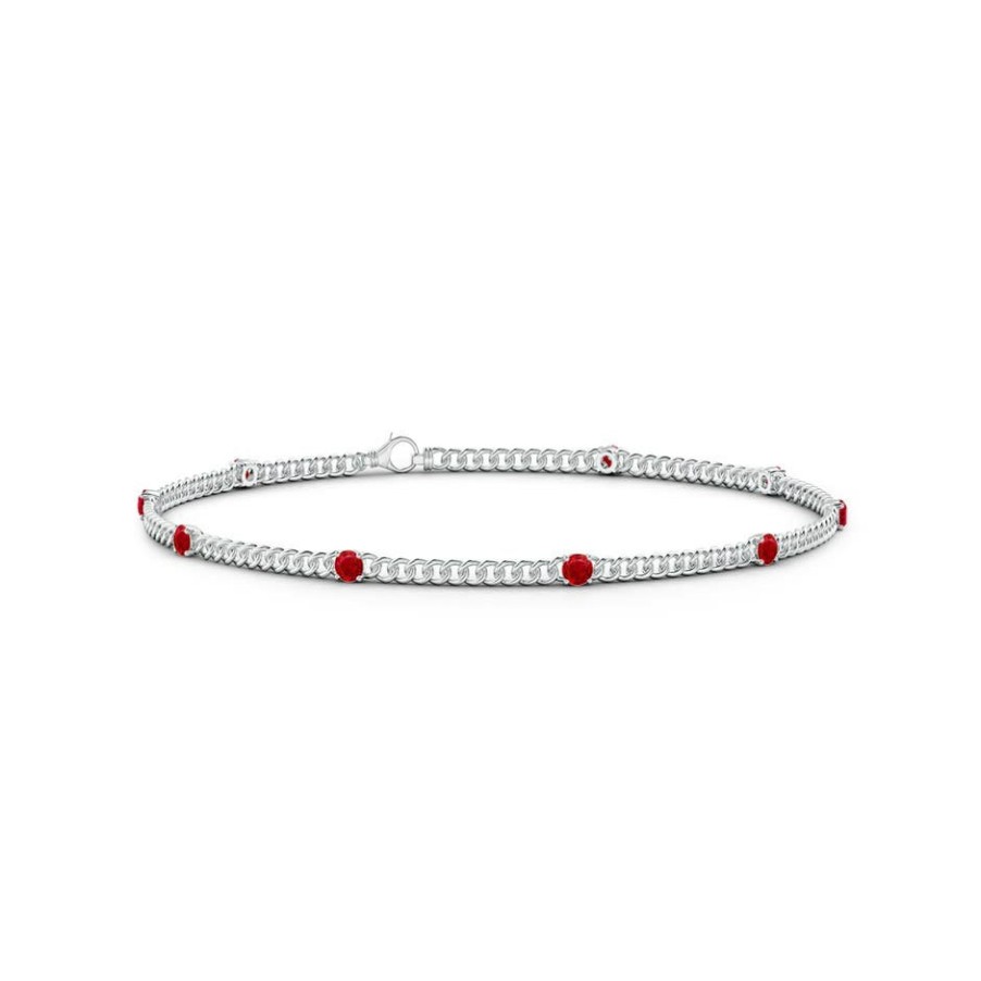 Bracelets Angara Ruby | Prong-Set Ruby Station Bracelet