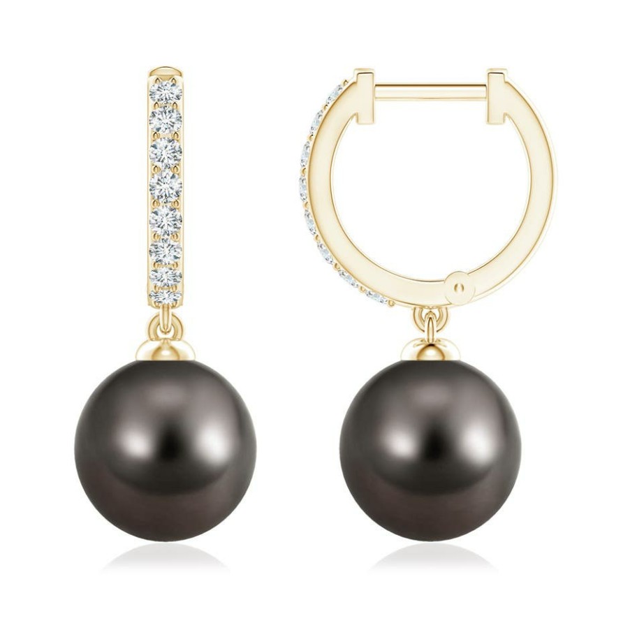 Earrings Angara Tahitian Pearl | Tahitian Pearl Huggie Hoop Earrings