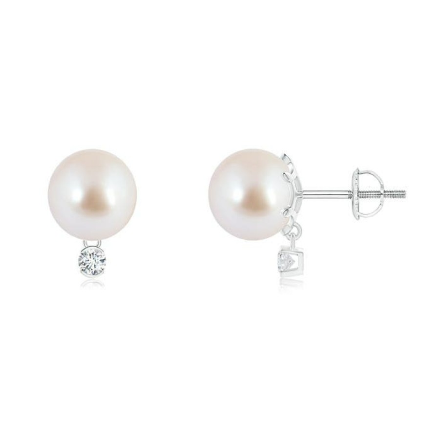 Earrings Angara Akoya Pearl | Japanese Akoya Pearl Studs With Diamond