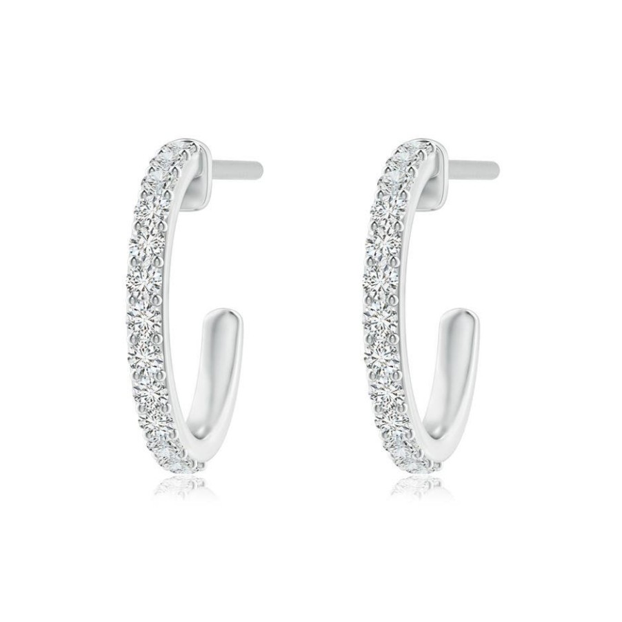 Earrings Angara Diamond | Prong-Set Round Diamond Hoop Earrings