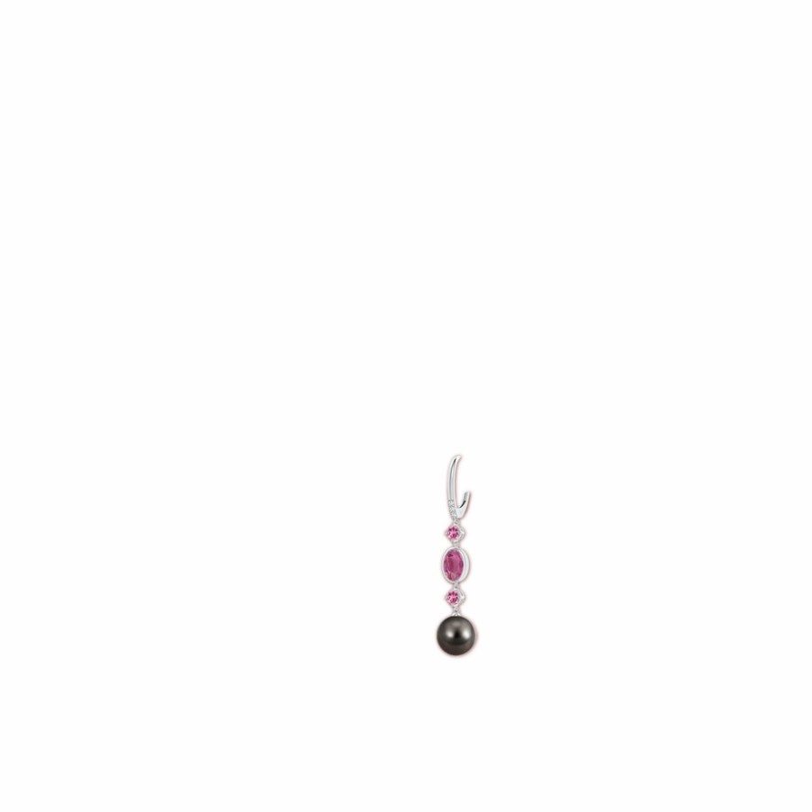 Earrings Angara Tahitian Pearl | Tahitian Pearl Earrings With Pink Tourmalines