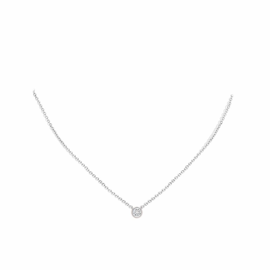 Necklaces Angara Diamond | Bezel-Set Round Diamond Solitaire Necklace