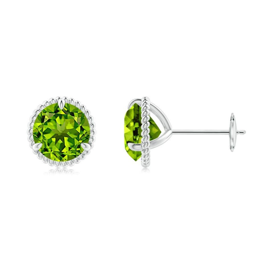 Earrings Angara Peridot | Rope Framed Claw-Set Peridot Martini Stud Earrings