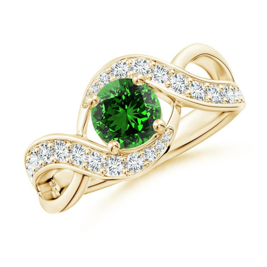 Rings Angara Emerald | Lab-Grown Solitaire Round Emerald Infinity Promise Ring