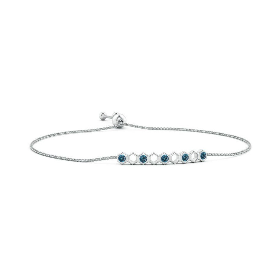 Bracelets Angara Enhanced Blue | Natori X Angara Hexagonal Alternate Blue Diamond Bolo Bracelet