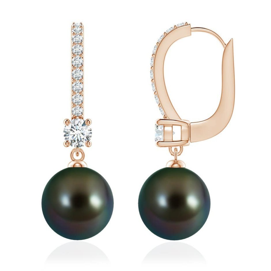 Earrings Angara Tahitian Pearl | Leverback Tahitian Pearl Drop Earrings