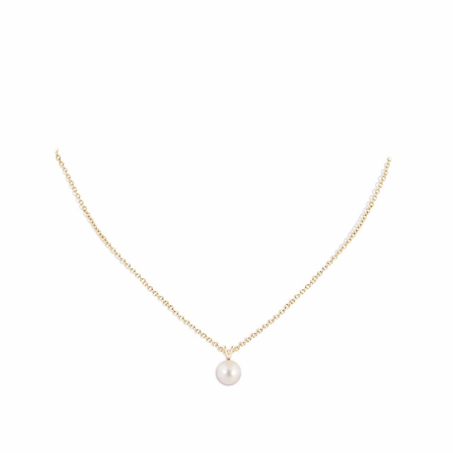 Necklaces Angara Freshwater Pearl | Freshwater Pearl Solitaire V-Bale Pendant