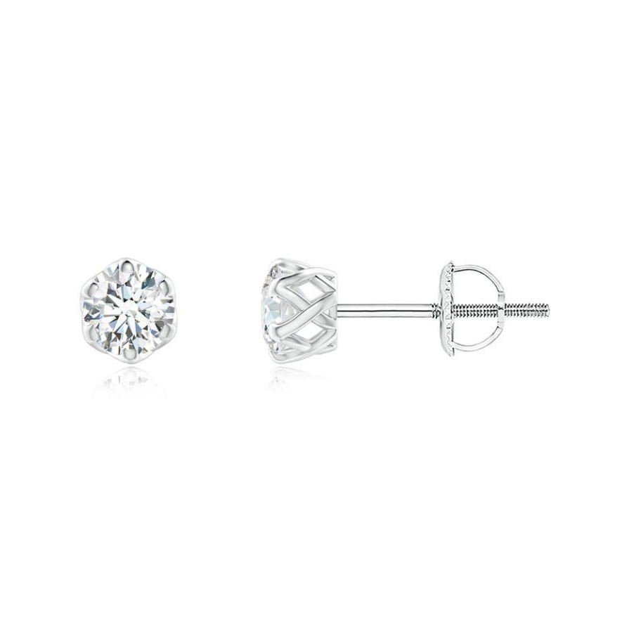 Earrings Angara Diamond | Six Prong-Set Diamond Solitaire Filigree Stud Earrings