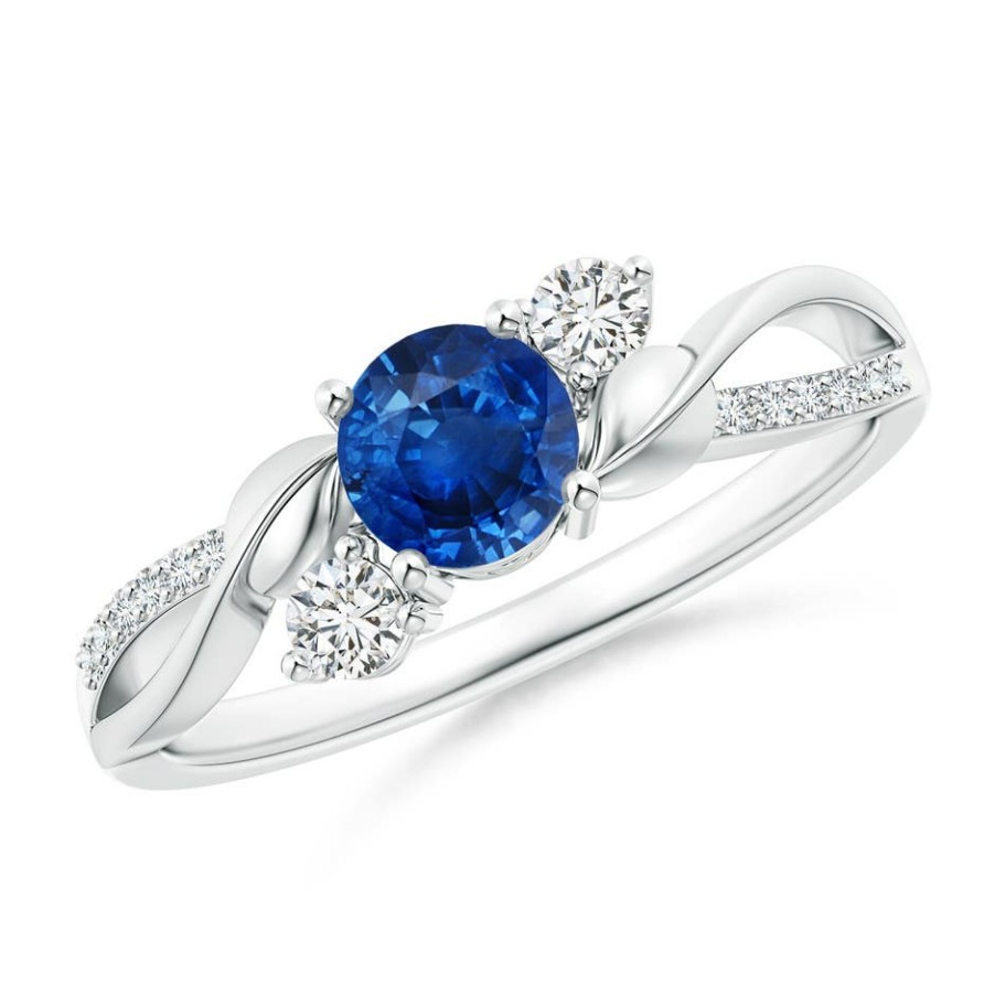 Rings Angara Blue Sapphire | Sapphire And Diamond Twisted Vine Ring