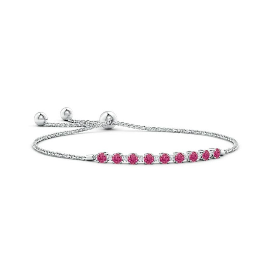 Bracelets Angara Pink Sapphire | Pink Sapphire And Diamond Tennis Bolo Bracelet