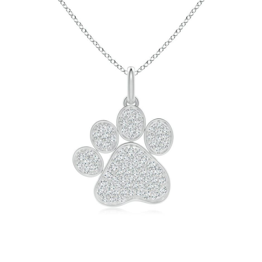 Necklaces Angara Diamond | Pave-Set Diamond Paw Pendant