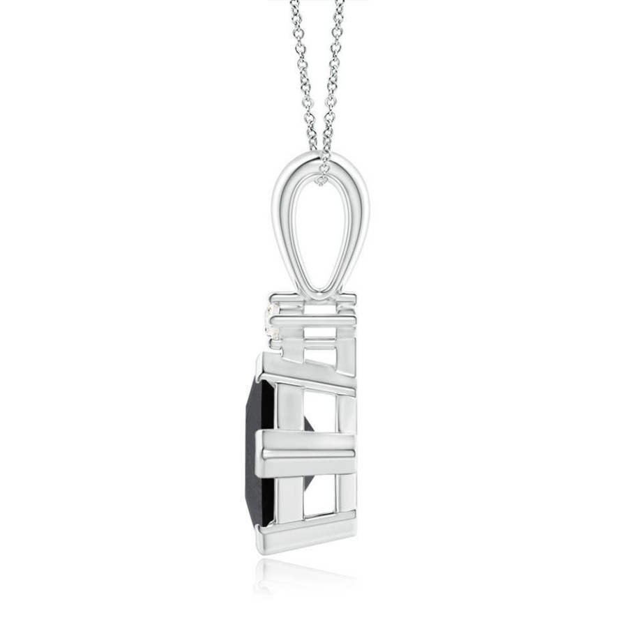 Necklaces Angara Enhanced Black | Princess-Cut Black Diamond Pendant