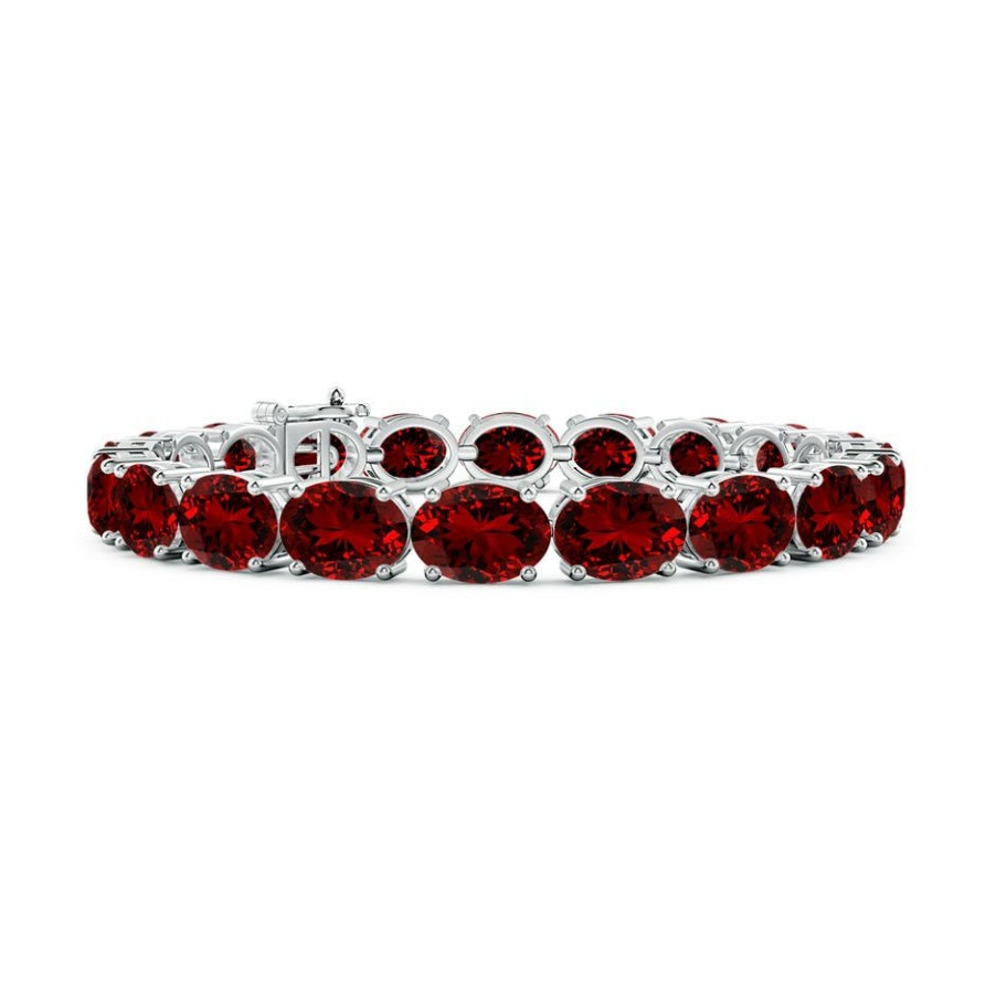 Bracelets Angara Ruby | Lab-Grown Classic Oval Ruby Tennis Link Bracelet