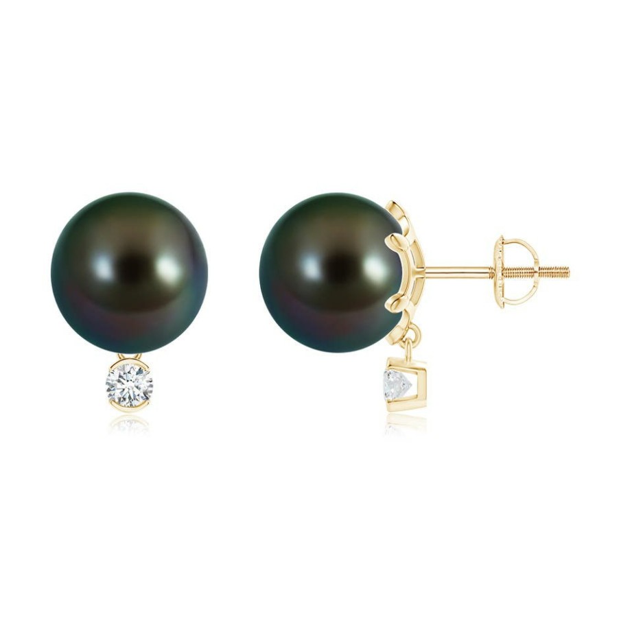 Earrings Angara Tahitian Pearl | Tahitian Pearl Studs With Diamond