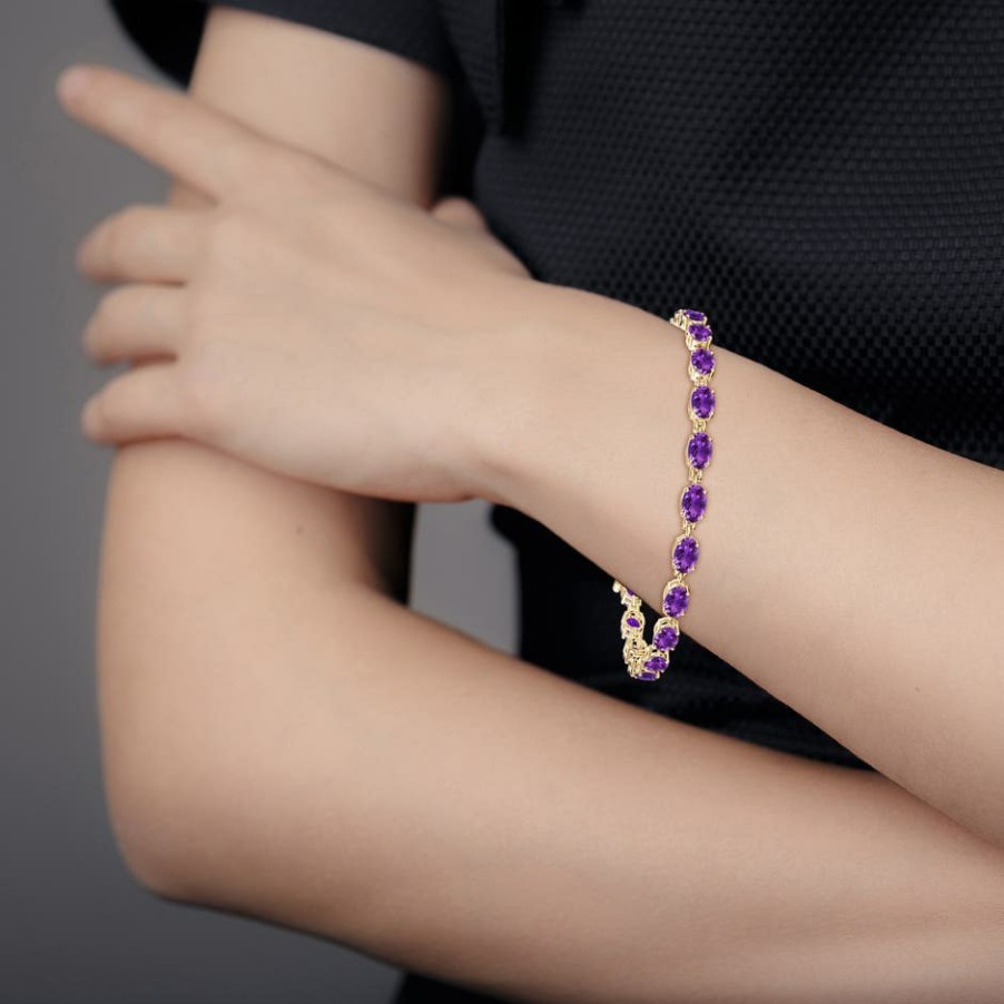 Bracelets Angara Amethyst | Classic Oval Amethyst Tennis Bracelet