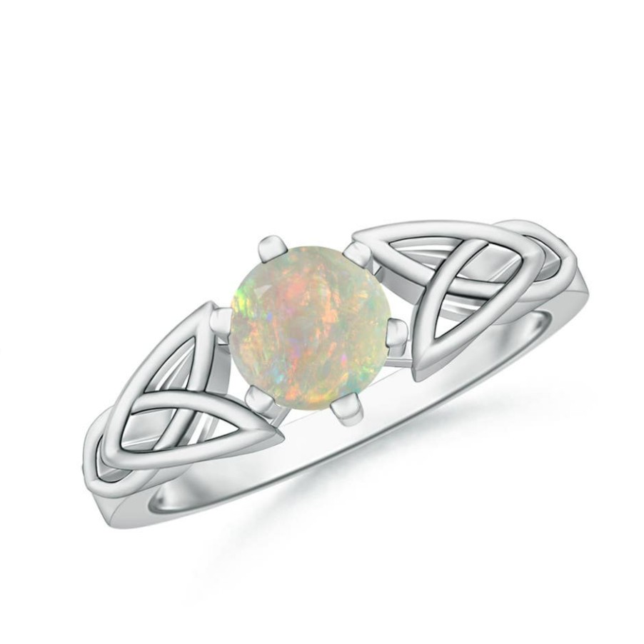 Rings Angara Opal | Solitaire Round Opal Celtic Knot Ring