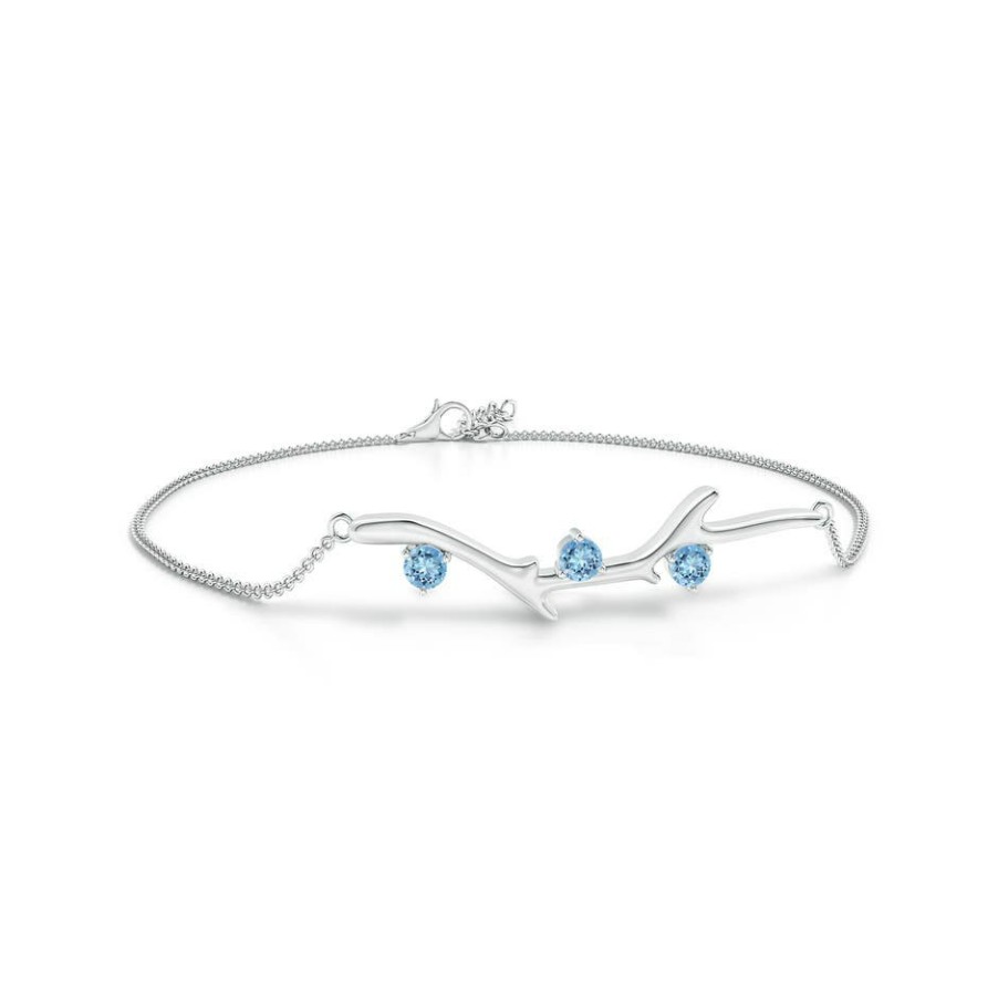 Bracelets Angara Aquamarine | Nature Inspired Round Aquamarine Tree Branch Bracelet