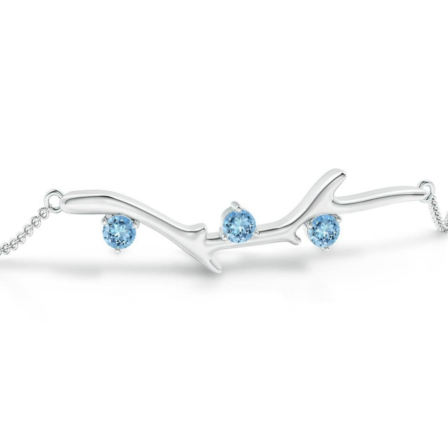 Bracelets Angara Aquamarine | Nature Inspired Round Aquamarine Tree Branch Bracelet