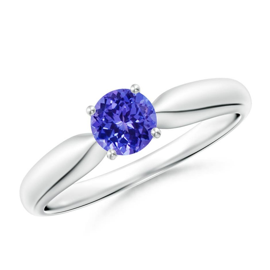 Rings Angara Tanzanite | Solitaire Round Tanzanite Tapered Shank Ring