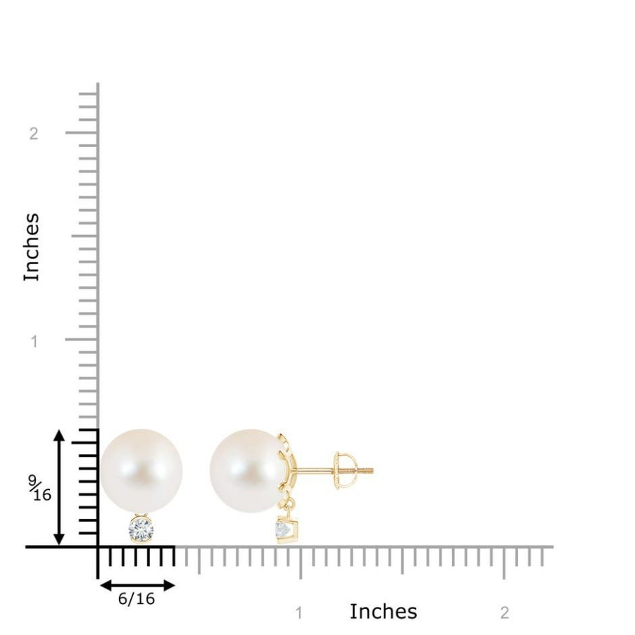 Earrings Angara Freshwater Pearl | Freshwater Pearl Studs With Diamond