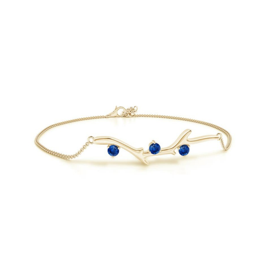 Bracelets Angara Blue Sapphire | Nature Inspired Round Sapphire Tree Branch Bracelet