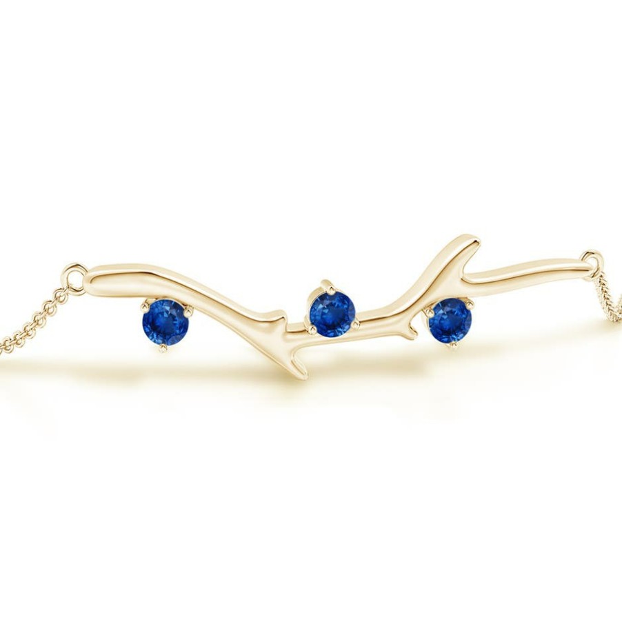 Bracelets Angara Blue Sapphire | Nature Inspired Round Sapphire Tree Branch Bracelet