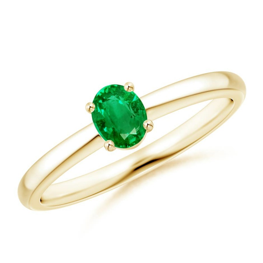 Rings Angara Emerald | Classic Solitaire Oval Emerald Promise Ring