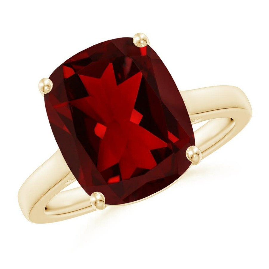 Rings Angara Garnet | Classic Cushion Garnet Solitaire Ring