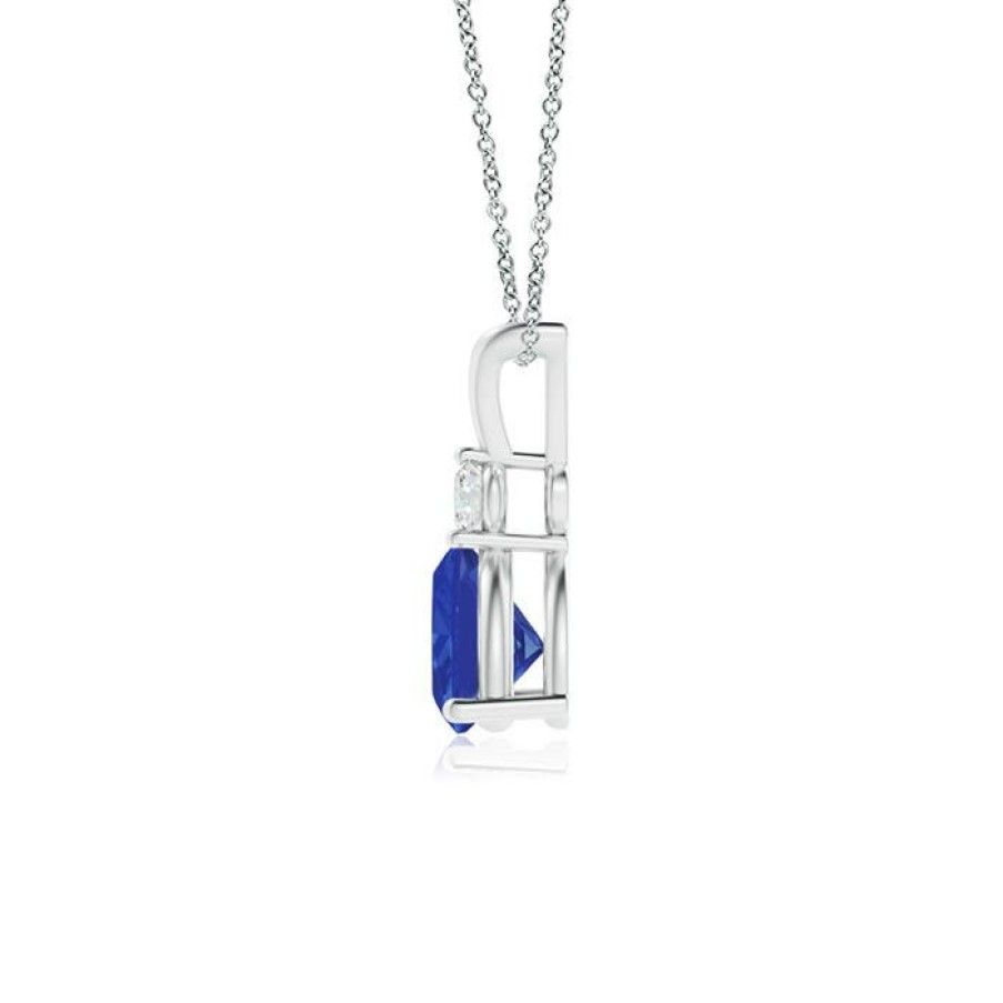 Necklaces Angara Tanzanite | Trillion Tanzanite Solitaire Pendant With Diamond