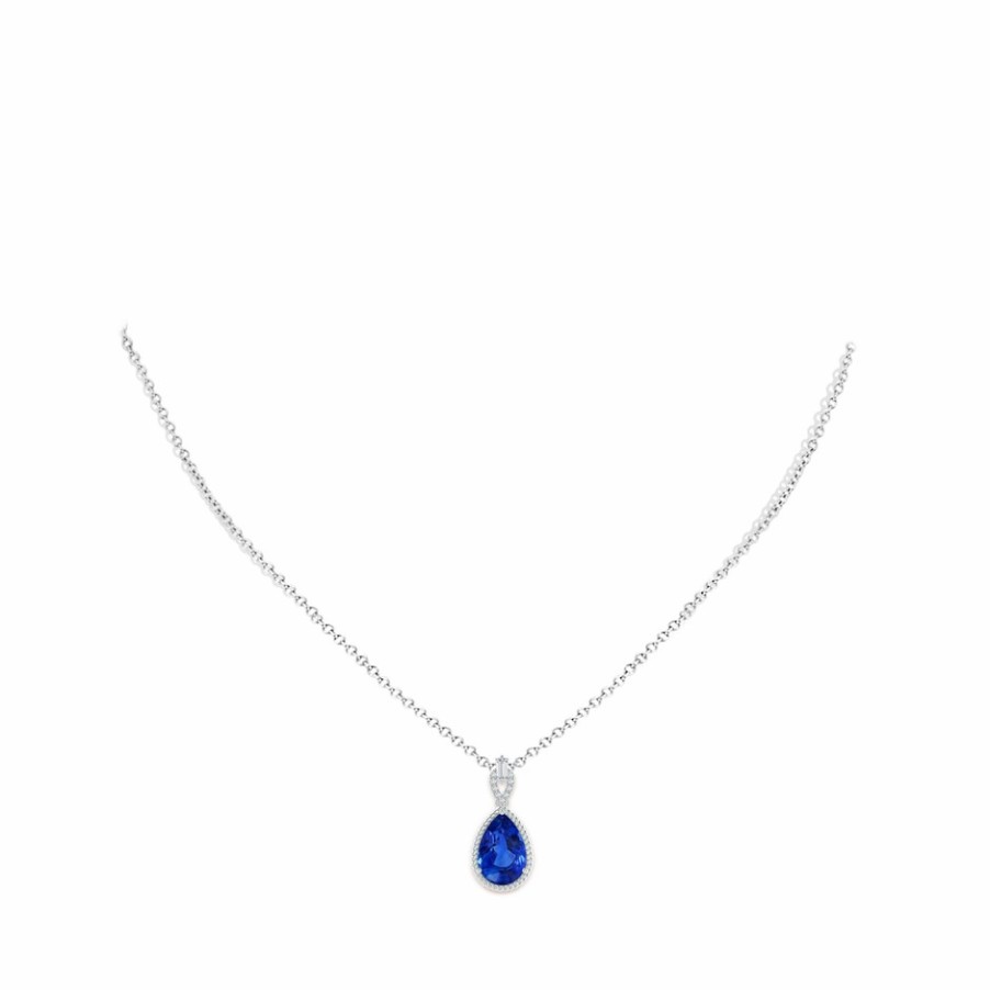 Necklaces Angara Blue Sapphire | Classic Gia Certified Pear-Shaped Blue Sapphire Solitaire Pendant