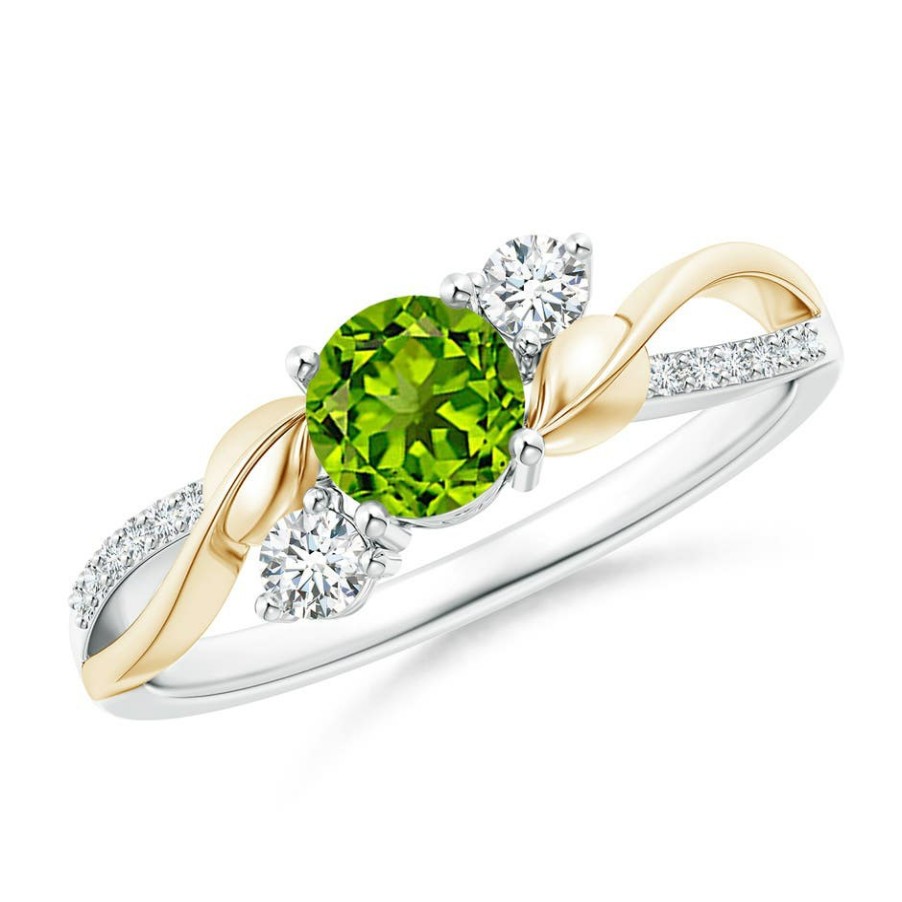 Rings Angara Peridot | Peridot And Diamond Twisted Vine Ring