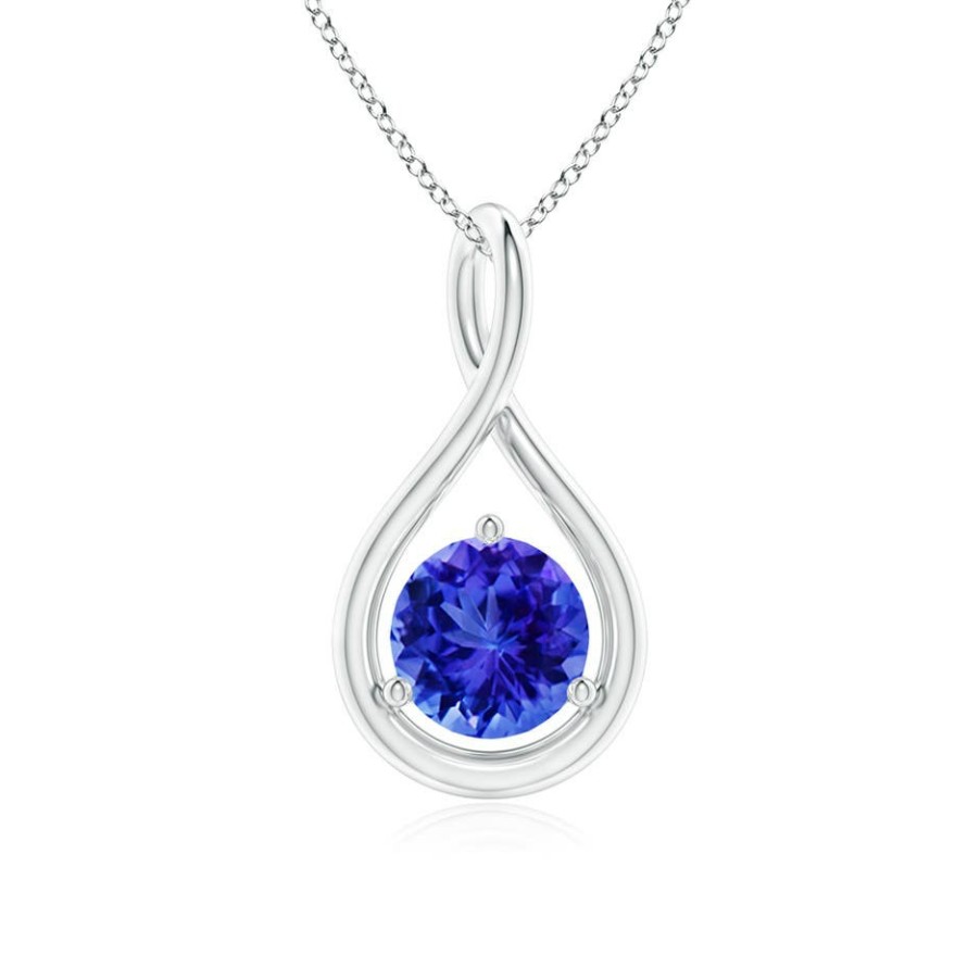 Necklaces Angara Tanzanite | Solitaire Round Tanzanite Infinity Twist Pendant