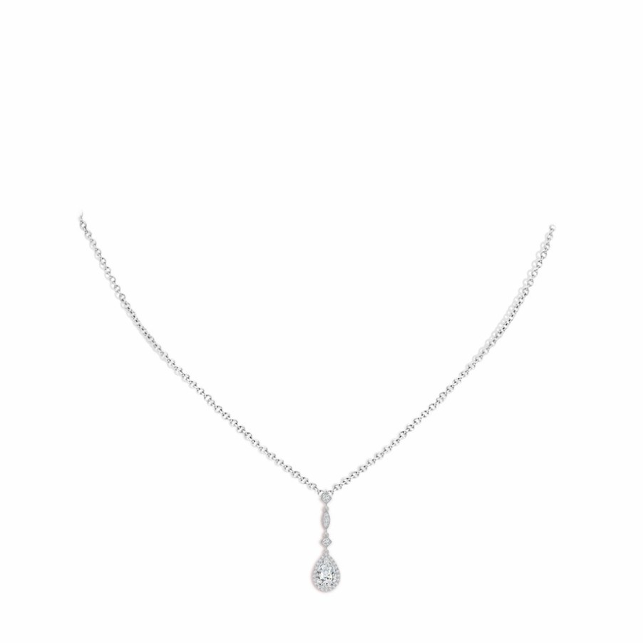 Necklaces Angara Diamond | Lab-Grown Diamond Teardrop Pendant With Lab Diamond Accents