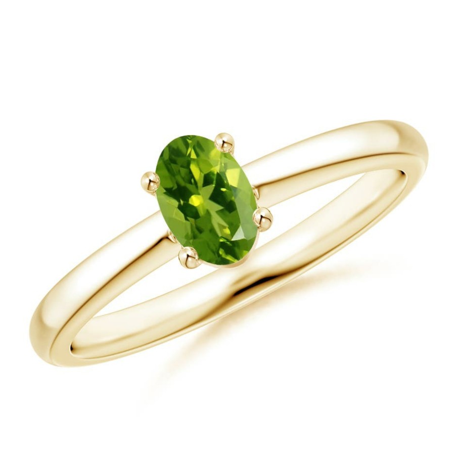 Rings Angara Peridot | Classic Solitaire Oval Peridot Promise Ring