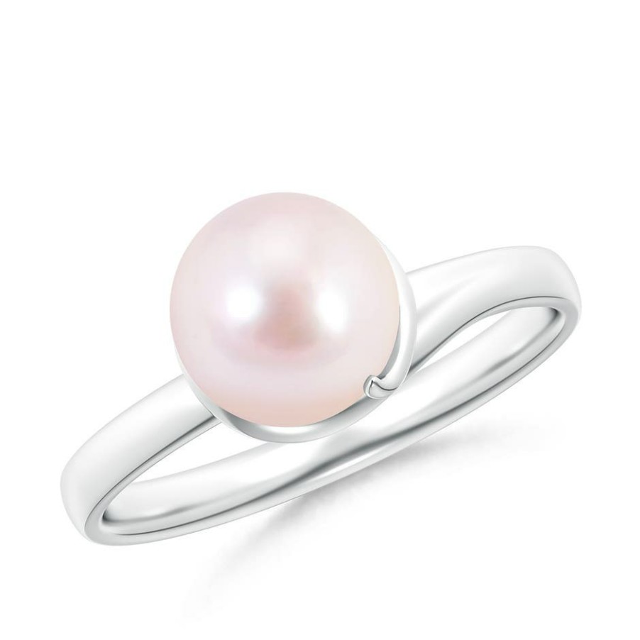 Rings Angara Akoya Pearl | Japanese Akoya Pearl Ring With Spiral Metal Loop