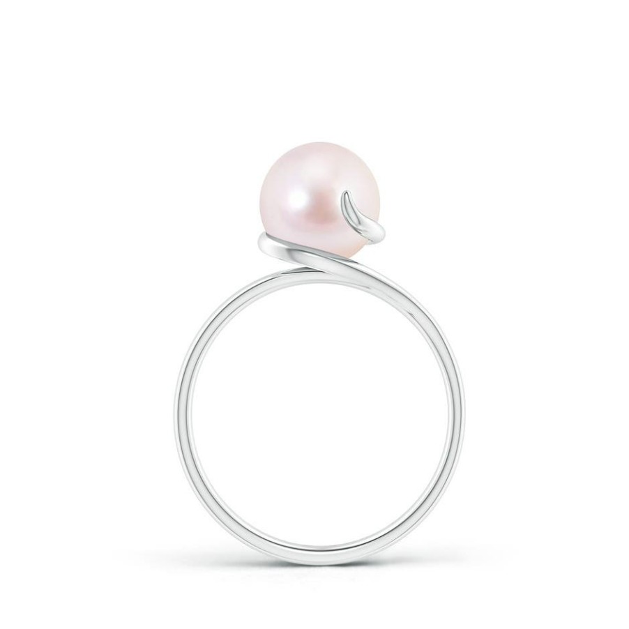 Rings Angara Akoya Pearl | Japanese Akoya Pearl Ring With Spiral Metal Loop