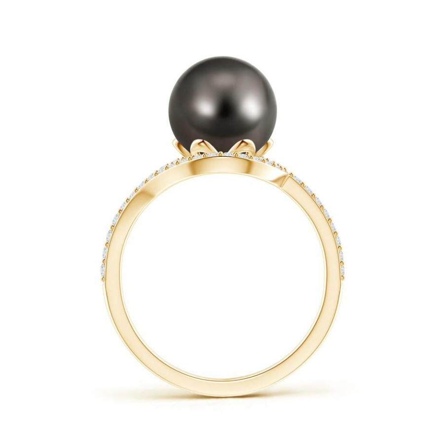 Rings Angara Tahitian Pearl | Tahitian Pearl Ring With Diamond Loop