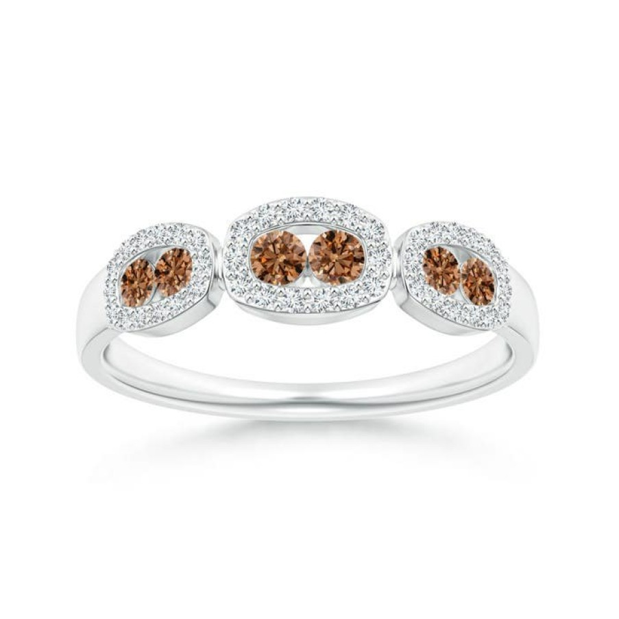 Rings Angara Coffee Diamond | Coffee Diamond Barrel Motif Wedding Ring