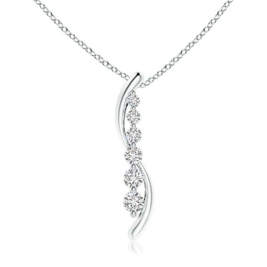 Necklaces Angara Diamond | Six Stone Diamond Journey Necklace