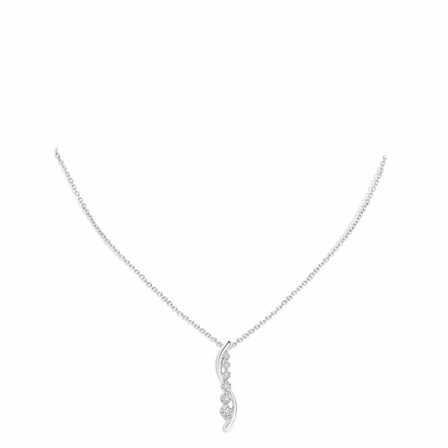 Necklaces Angara Diamond | Six Stone Diamond Journey Necklace