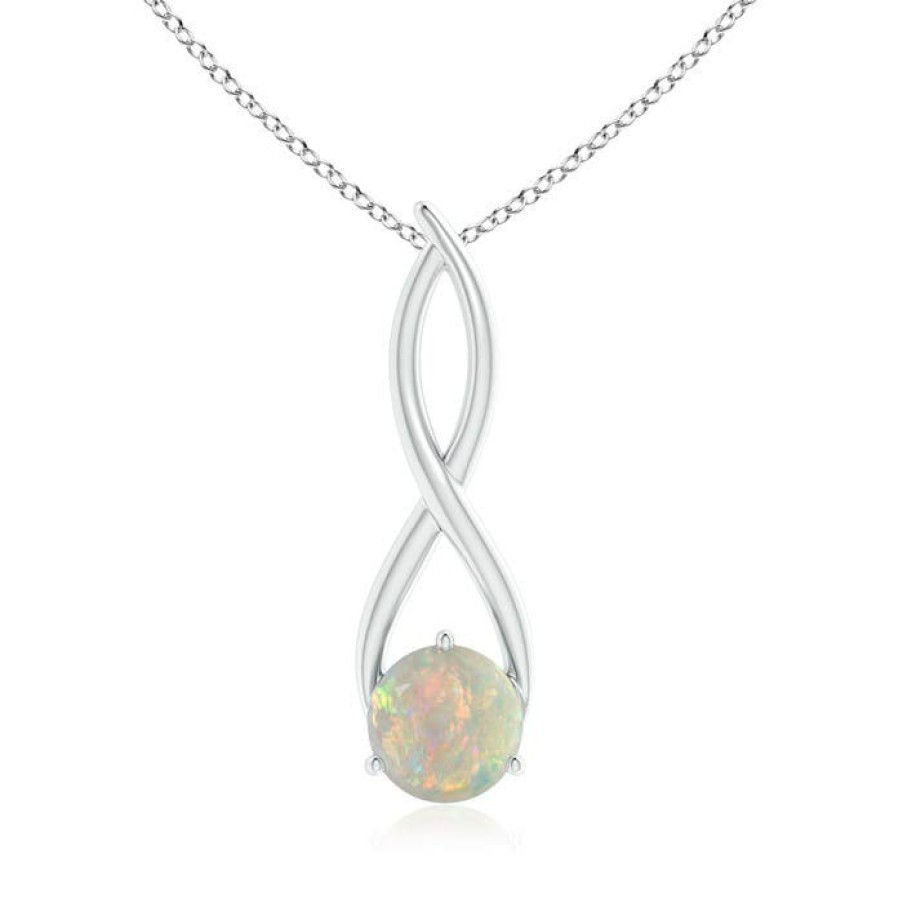 Necklaces Angara Opal | Round Opal Infinity Twist Pendant