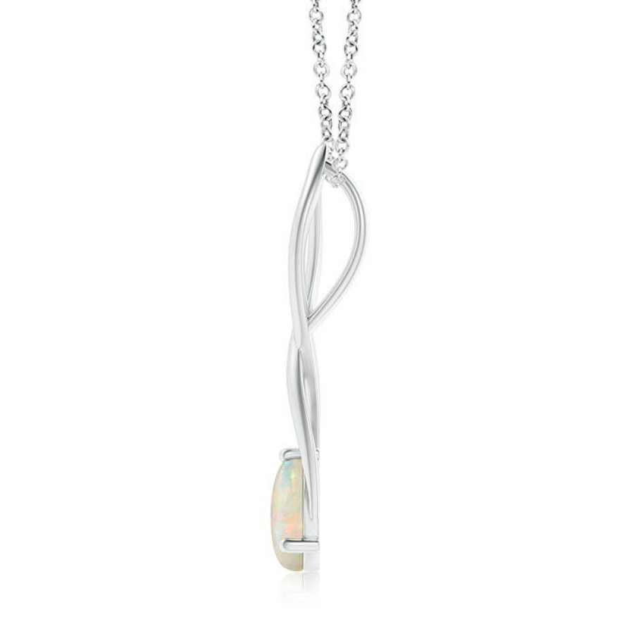 Necklaces Angara Opal | Round Opal Infinity Twist Pendant