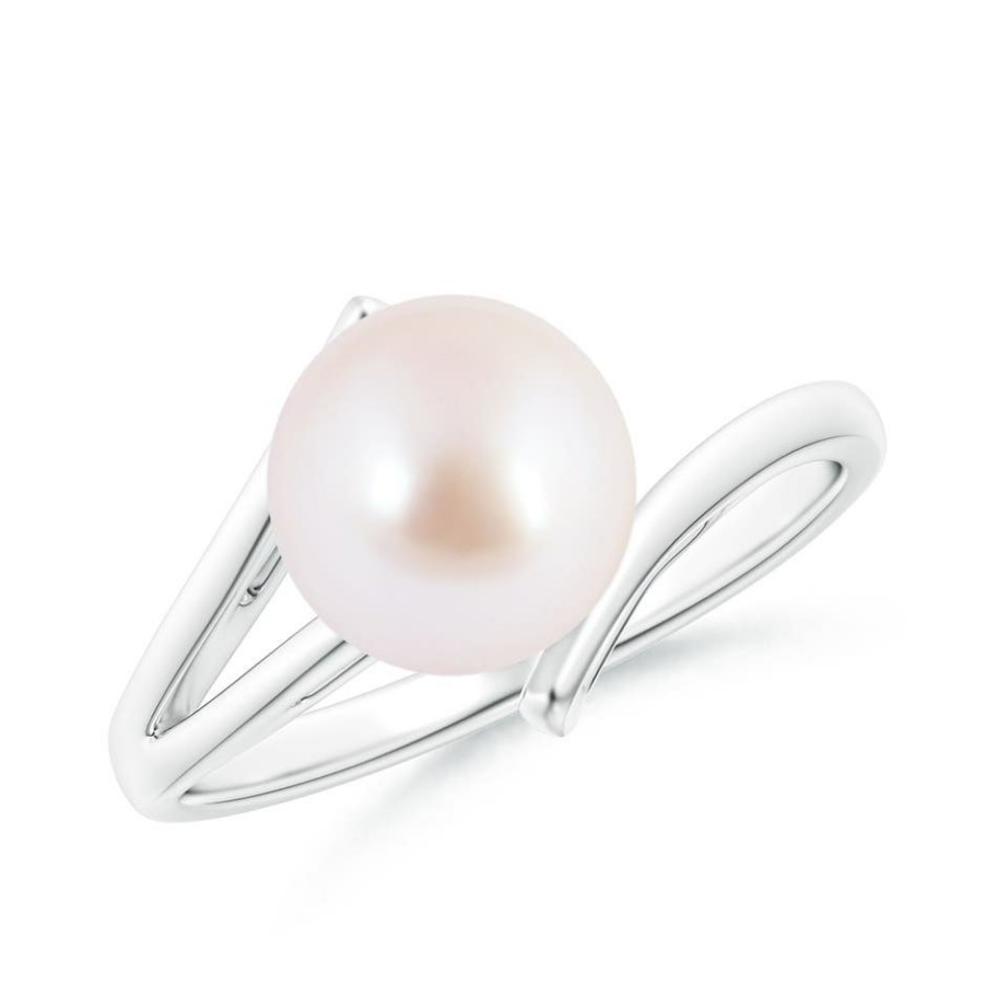 Rings Angara Akoya Pearl | Solitaire Japanese Akoya Pearl Bypass Split Shank Ring